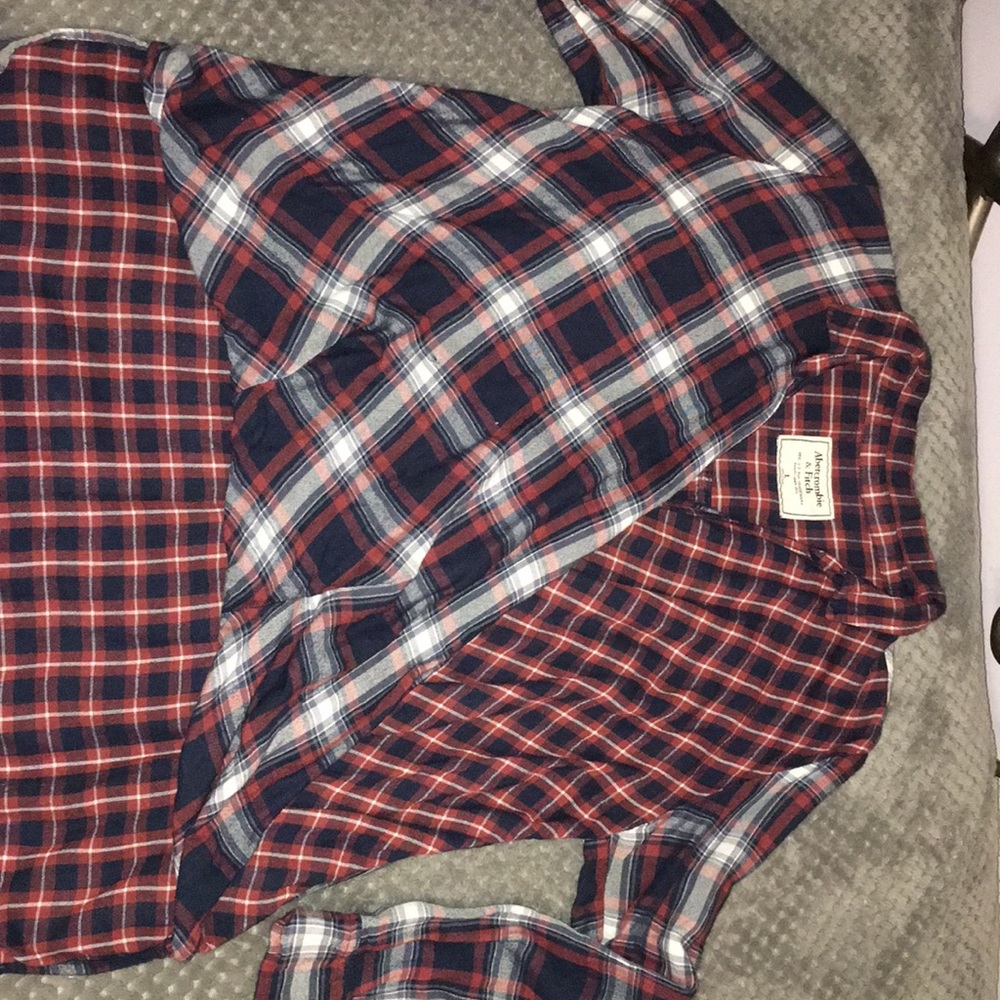 Abercrombie & Fitch Plaid V-Neck Blouse